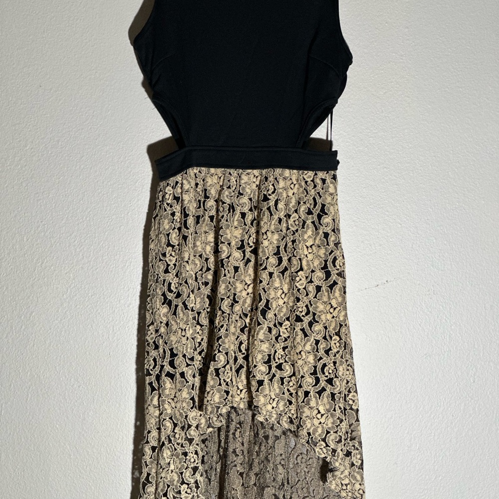 Elegant Black and Cream Lace Dress